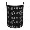Custom White Satanic Sigils Laundry Basket Foldable Devil Baphomet Leviathan Cross Clothes Toy Hamper Storage Bin for Nursery