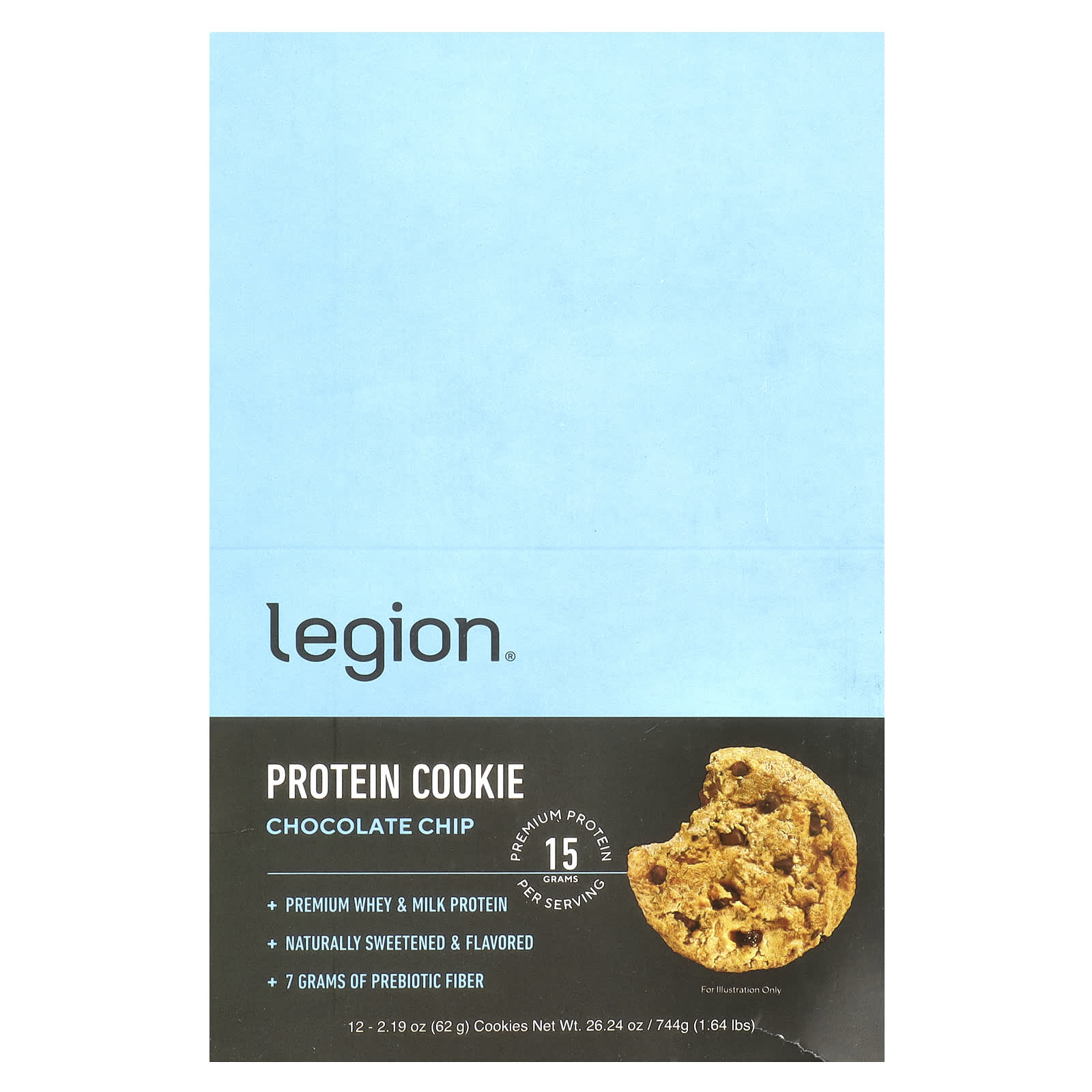

Legion Athletics, Protein Cookies, Chocolate Chip, 12-pack, 2.19 oz (62 g) each