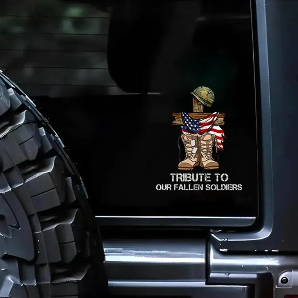 TRIBUTE TO OUR FALLEN SOLDIERS VETERANS Car Stickers Windshield Bumper Decoration Memorial Day Decals Removable Auto Accessories