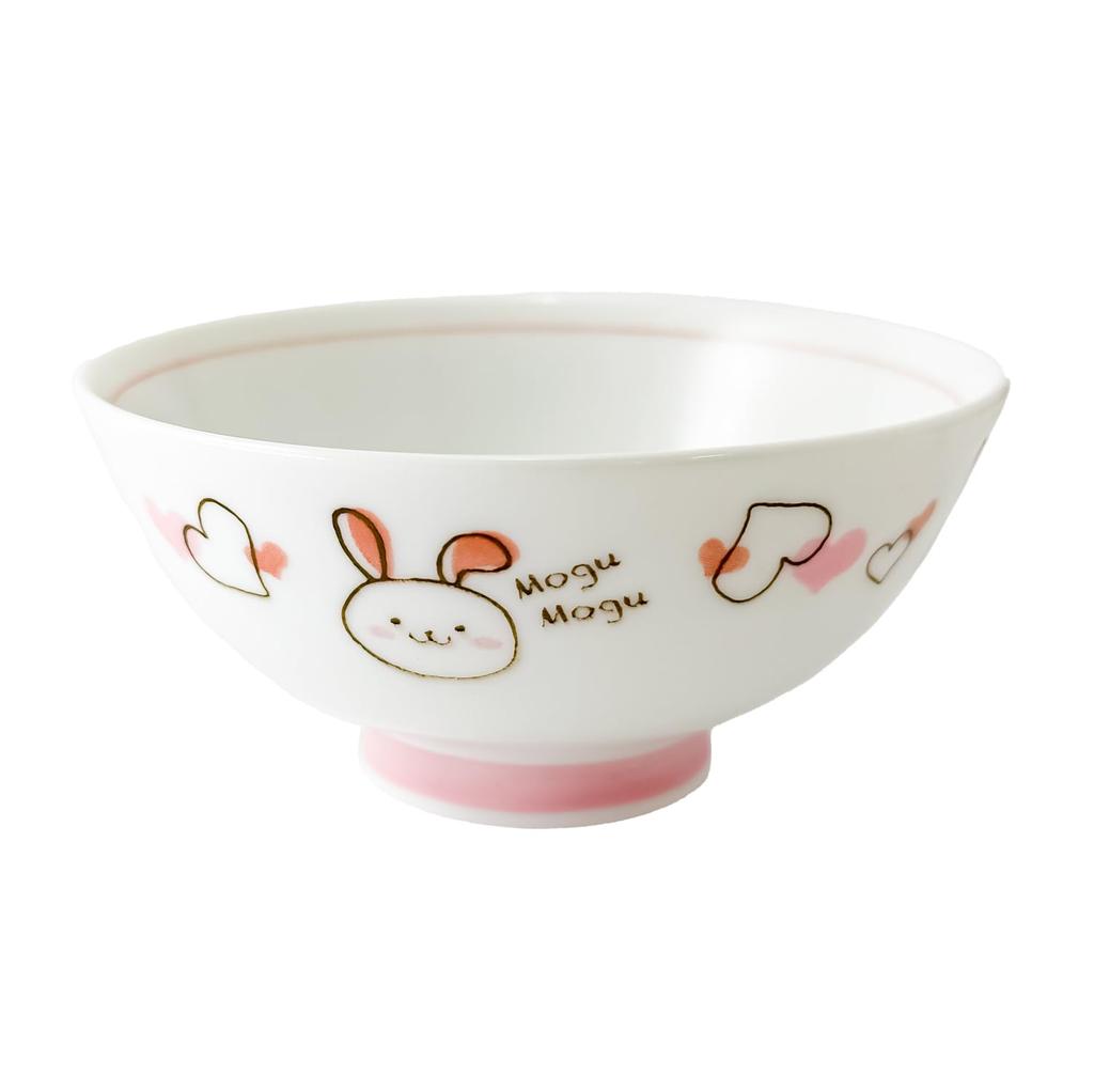 Asahi Koyo Rice Rabbit 1 Made In Mogumogu Children's Bowl, Design, Pink, Bowl, Japan, (KD-3416)