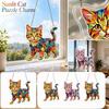 Acrylic Cat Suncatcher Hanging Ornament Stained Glass Style Decorative Window Decoration with Chain for Indoor Use