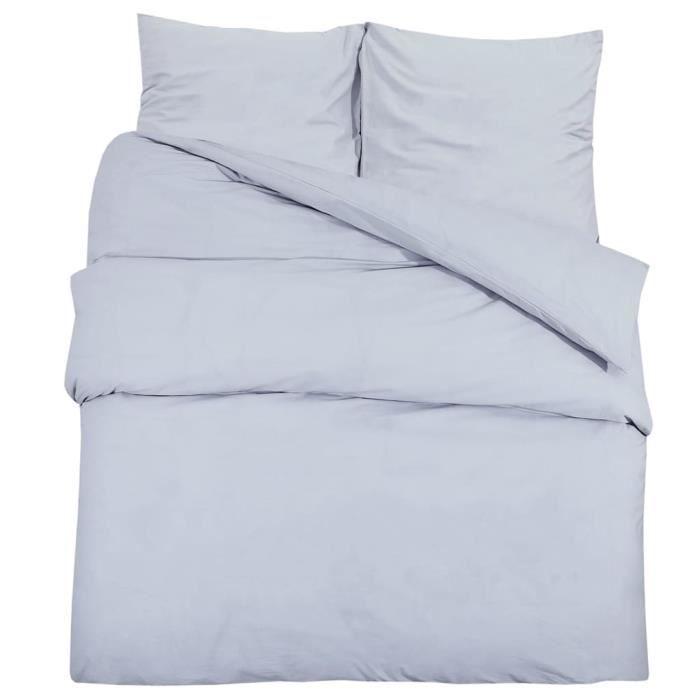 VidaXL Ensemble de housse de couette Gris 200x200 cm Coton136095