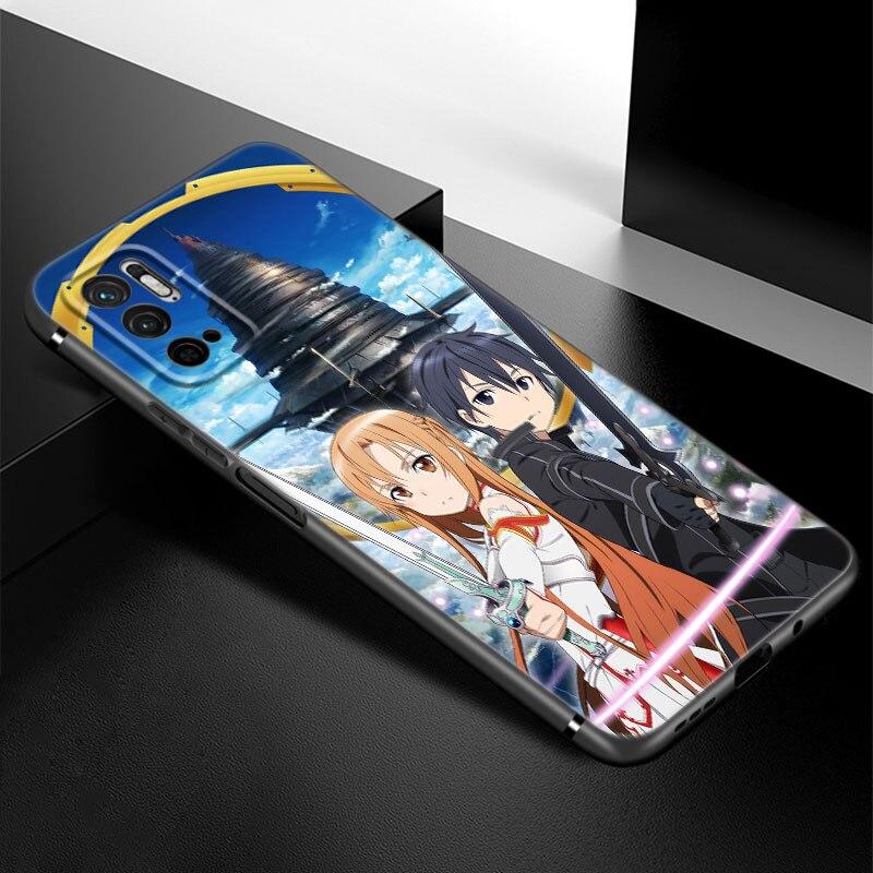 Anime Kirito ve Asuna telefon kılıfı Xiaomi Redmi için not 7 8 8T 9 9S 10 10S 10T 11 11S 4G 11E 11T Pro 5G yumuşak TPU siyah kapak