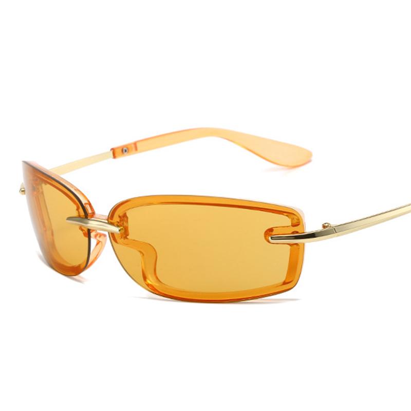 Trendy Y2K Rimless Sunglasses Women Steampunk Goggles Punk Shades UV400 Protection Unisex Outdoor Eyewear