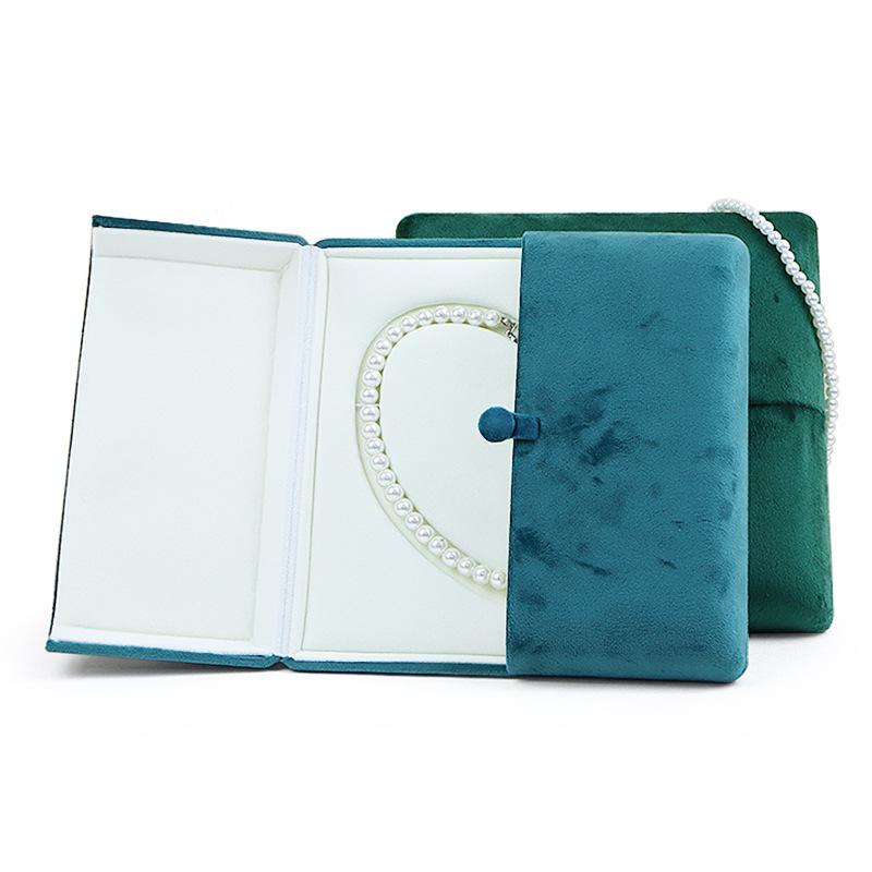 Double Opening Necklace Box Elegant Pearl Necklace Organizer Heart Shaped Jewelry Case Soft Portable Storage Bag For Wedding