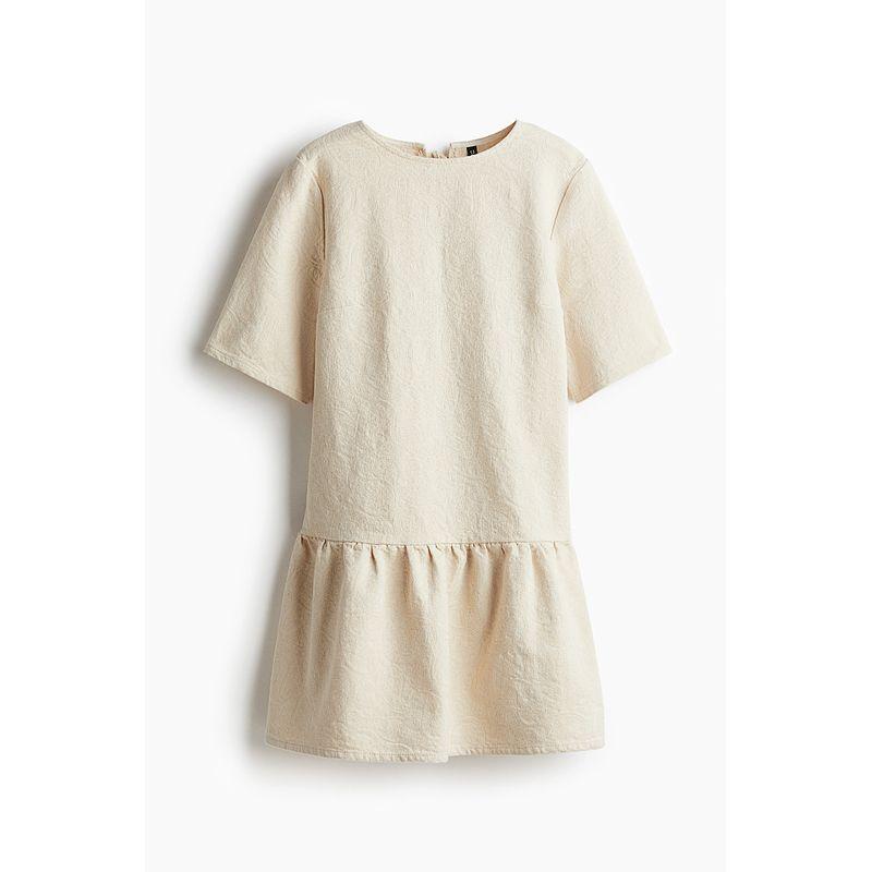 

HM Women s Clothing Dress 2025 Autumn New Arrival Fashion Wave Style Wear Wear Shoelace Denim Dress 1274344 Light Beige 150/76