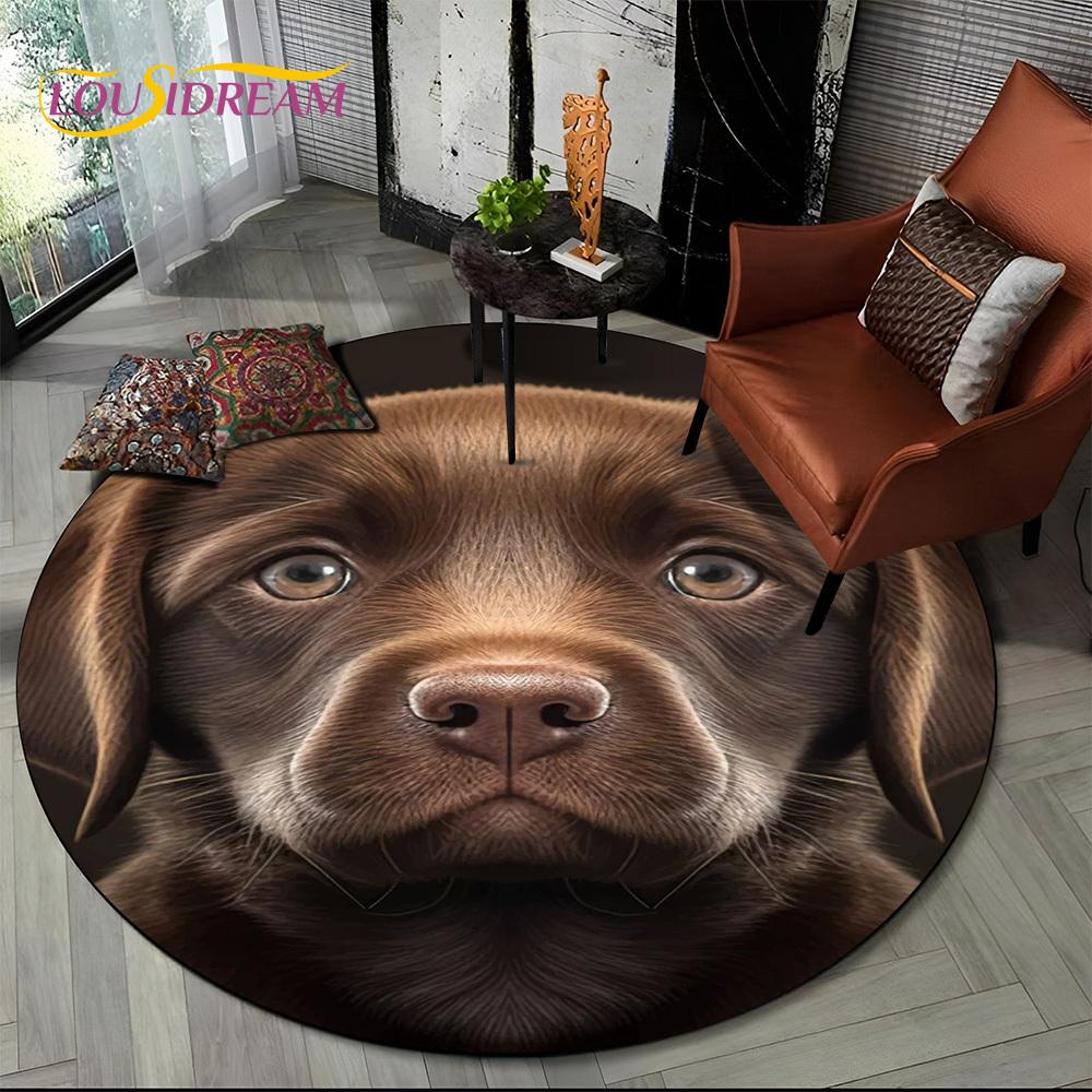 Cute Dog Samoye,Chihuahua,Koki Pomeranian Cartoon Round Carpet Rug for Living Room Bedroom Decor,kids Pet Area Rug Non-slip Mat
