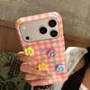 Cute Pink Plaid 3D Colorful Flowers iPhone 17 Pro Max Case Creative Girl Style Phone Cover
