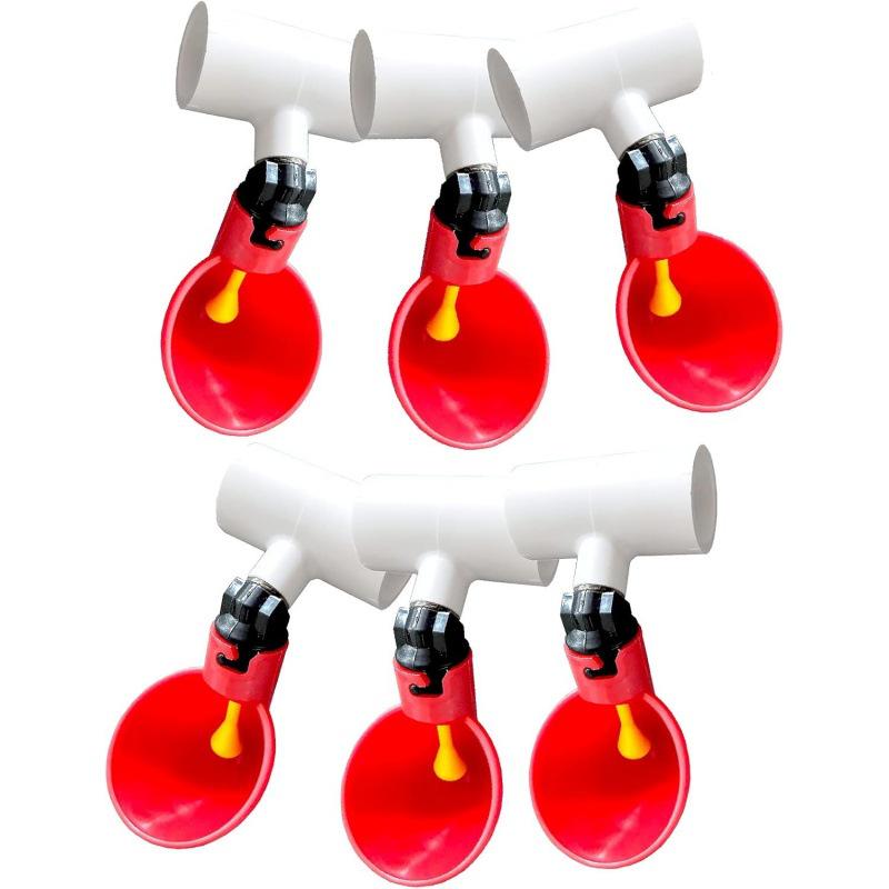 Abbeveratoio Automatico per Polli, Anatre e Quaglie: Set da 6 Pezzi con Bicchieri d'Acqua Spessi e Design a 3 Vie