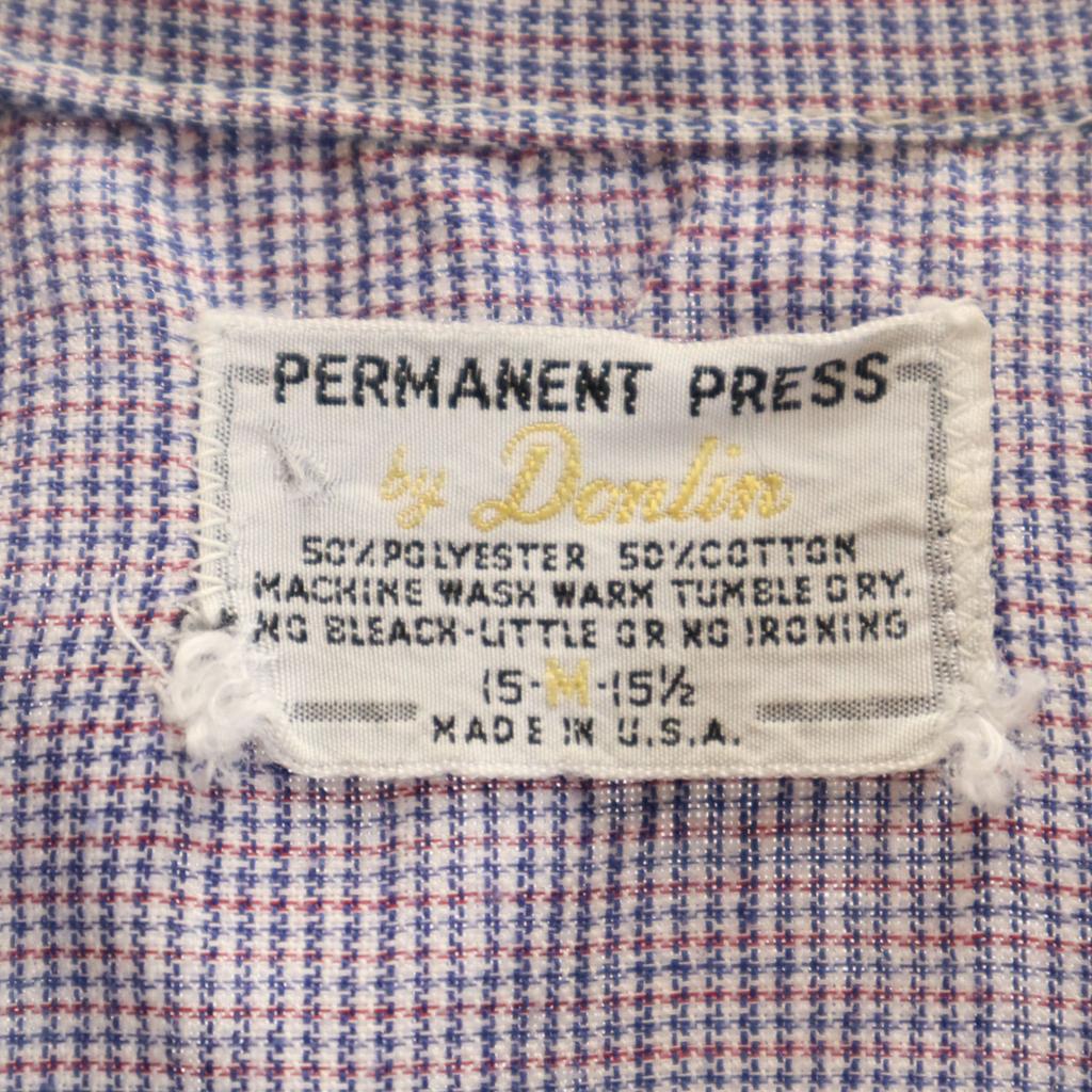 70s Made in USA Vintage Check Pattern Short sleeve shirt permanent press Men's Used