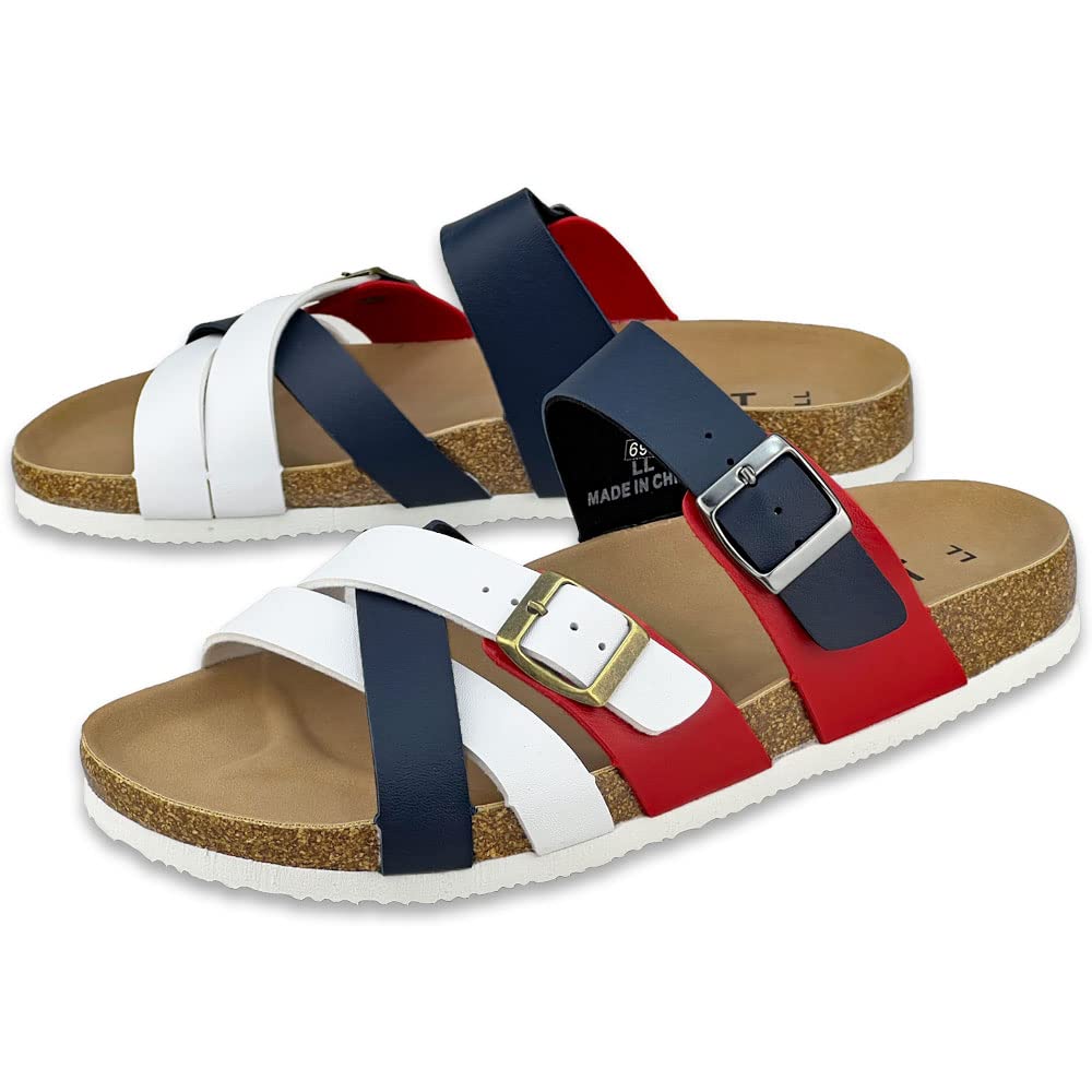 Dect Clog Comfort Sandals with Thick Stylish Men's Sandals, Footbed, Lightweight, Cushioned, Sole, (Tricolor, L)