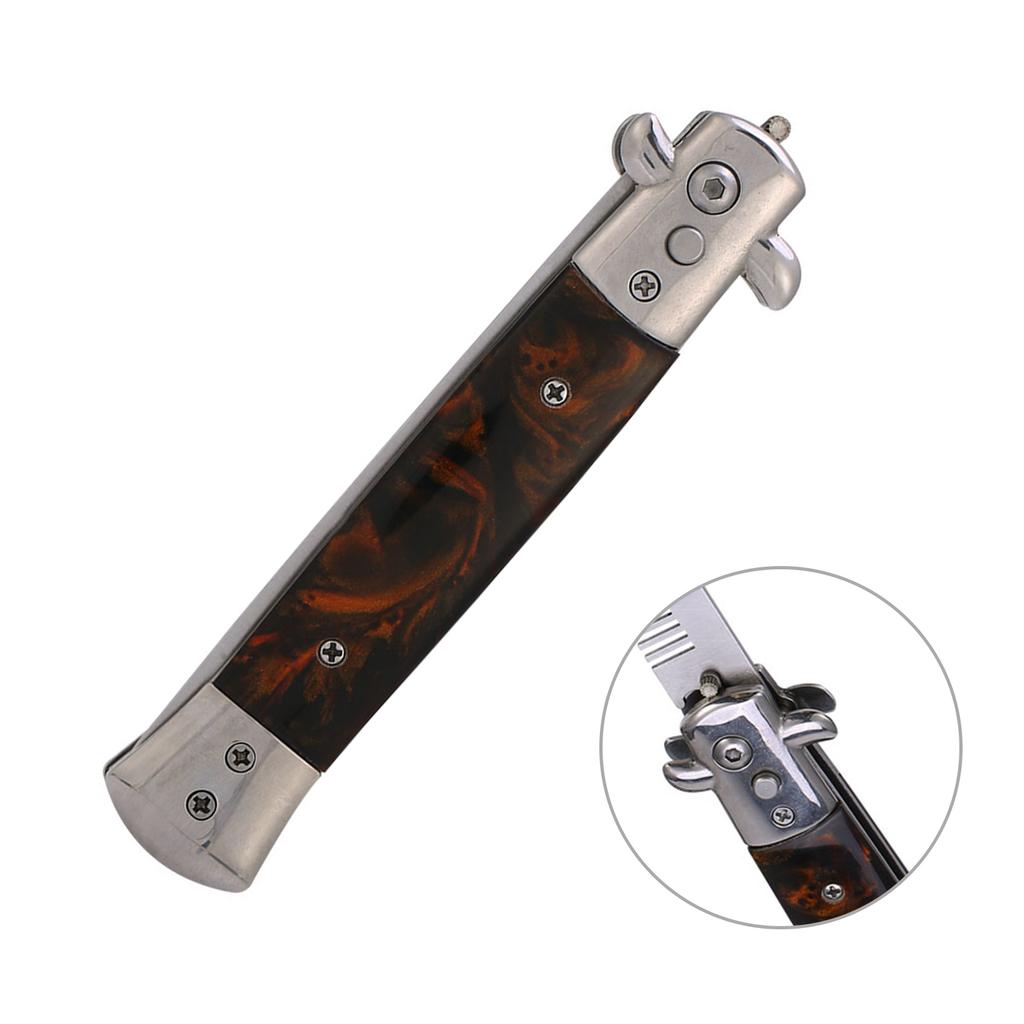 4 Colors Switchblade Spring Folding Knife Push Button Pocket Comb Oil Hair Styling