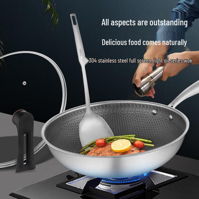 Debo Stainless Steel Honeycomb Wok with Lid