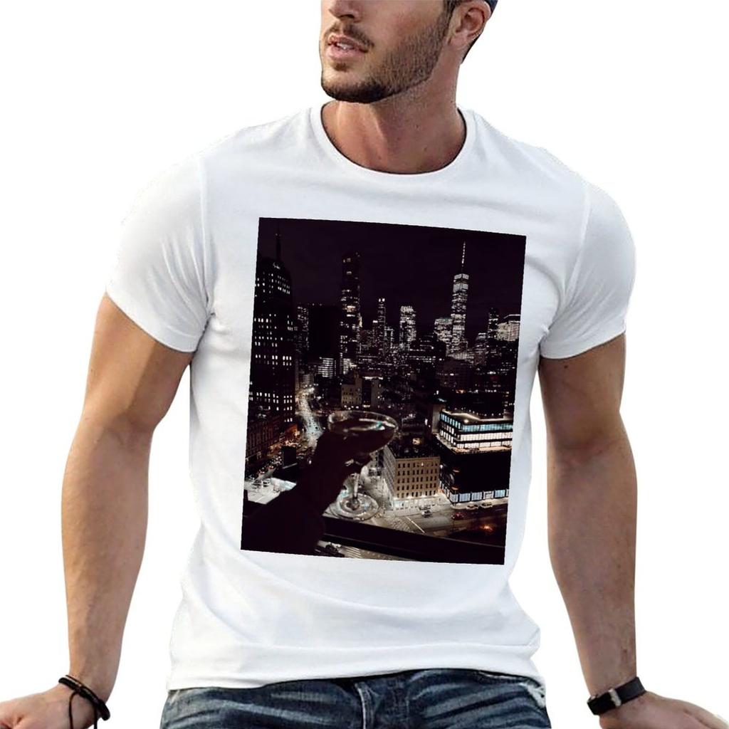 Cheers To York NYC by Night Glamour Art T-Shirt Anime T Shirts Oversize Funny T Shirts Man T Sh