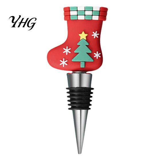 Christmas Wine Decor Bottle Stopper, Stainless Steel Reusable Cork, Decorative PVC Cartoon Snowman Corks Toppers Design, Airtight Sealing Plugs
