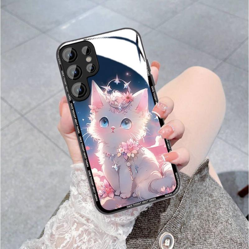 

Cats Suitable for Samsung S24PLUS Mobile Phone Case S23 Girls S22 Skin Friendly A52 Glass Case A54 All Inclusive A14 Samsung A14 5G/A14 4G