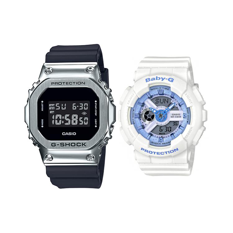 CASIO Unisex Pair Table Series Black Watch GM-5600-1+BA-110BE-7AER