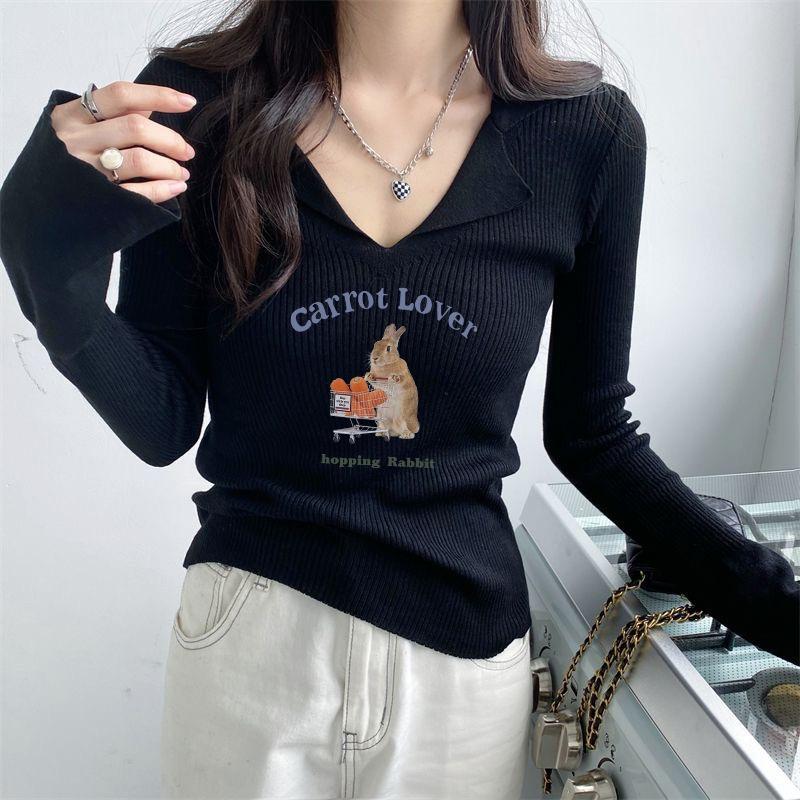Schönes kleines Hemd, figurbetontes langärmeliges Oberteil, neuer Damen-Innenpullover für den frühen Herbst, gestricktes Unterhemd