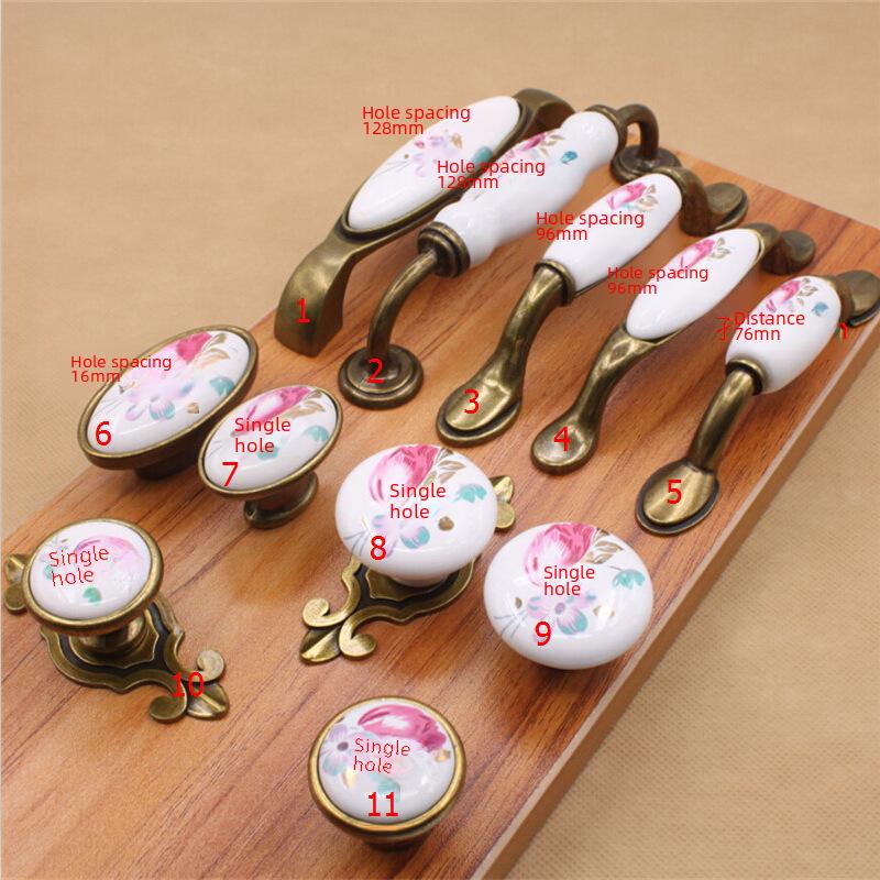 Evropská moderní zelená bronzová keramická úchytka pro zásuvku skříňky nebo šatníku