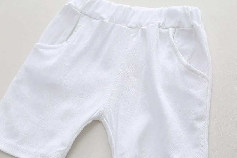 2026 Summer Southeast Asian Resort Boys' Leaf-Print Lapel Shirt & White Shorts Set