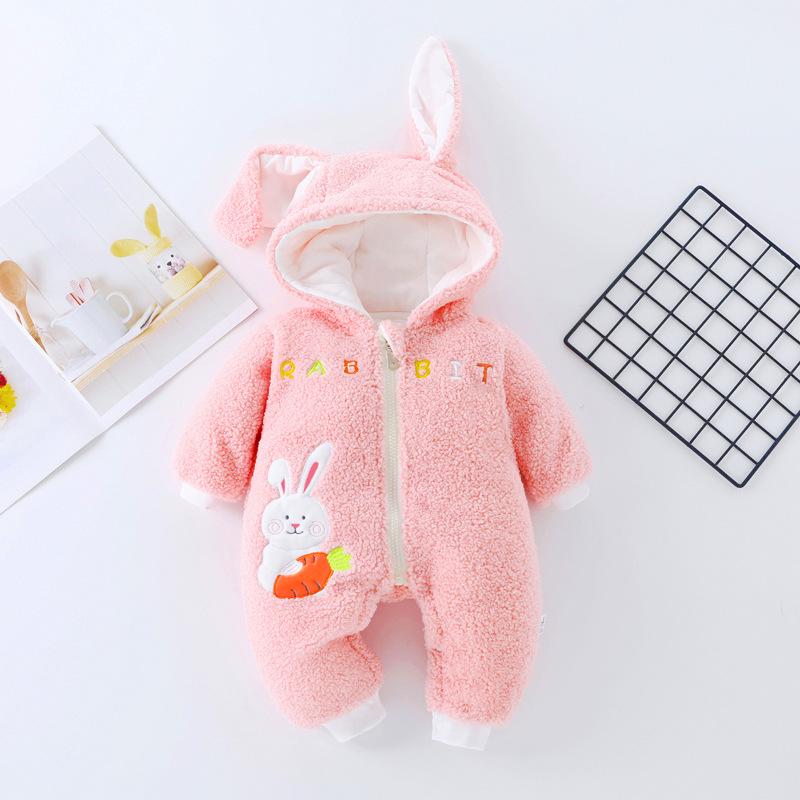 Cozy Newborn Teddy Lambswool Jumpsuit - Warm, Thick, Plush Outerwear for Autumn and Winter