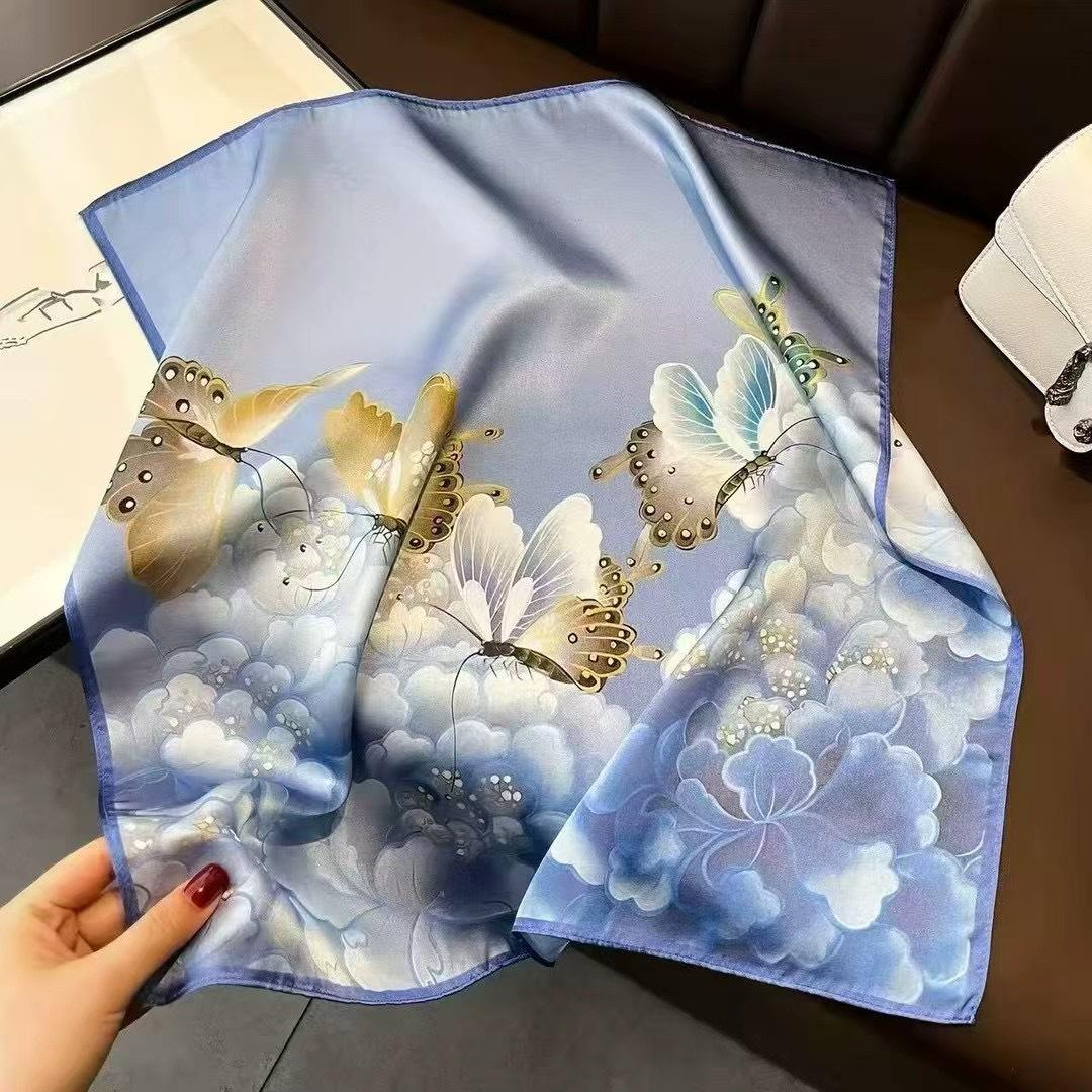 

100% Натуральный Шарф из Натурального Шелка Женский Бандана Квадратные Шарфы Обертывание Косынка Тутовый Шелк Весенняя Мода Роскошный Летний Высокое Качество Хиджаб Real silk 53x53cm