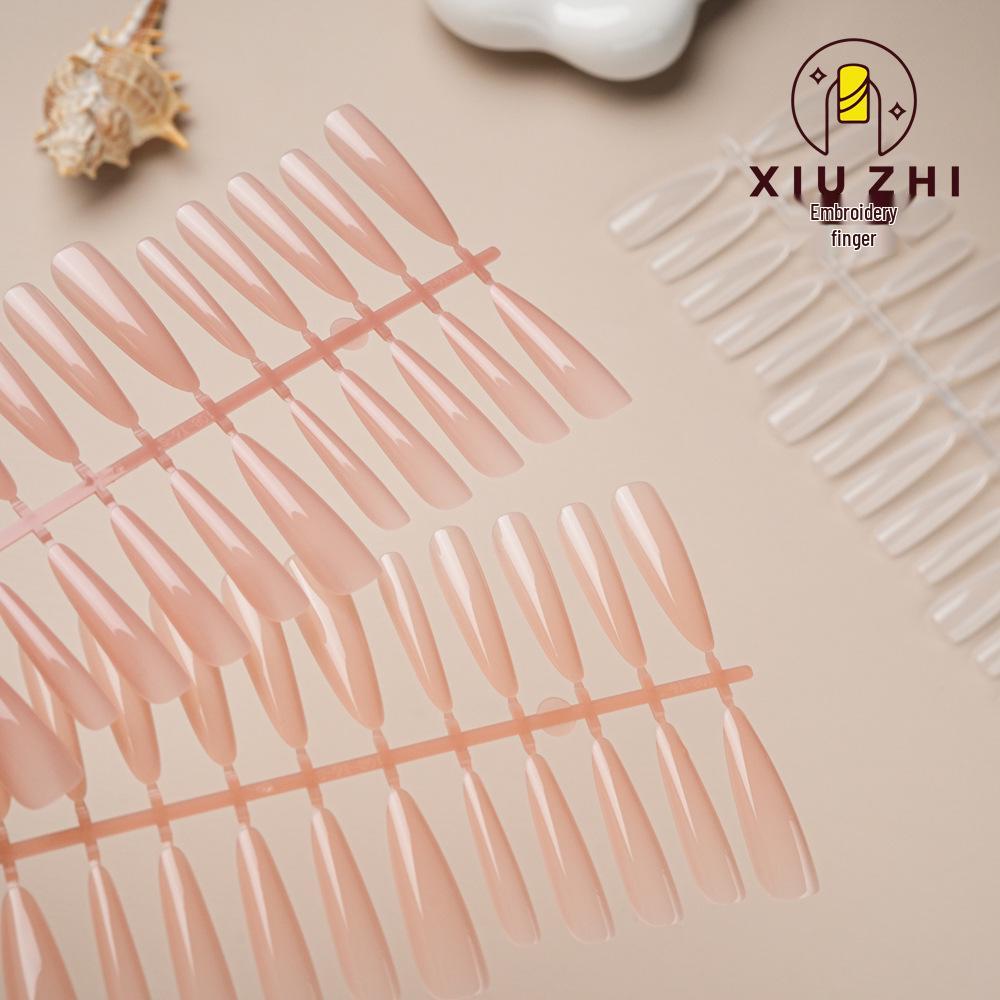 Fine Dog French Light Pink Cat-Eye Wearable Nails: Pure Desire Whitening Temperament Semi-finished Tips