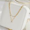 Women's Korean-Style Titanium Steel Double-Layer Diamond Necklace - Fashionable Clavicle Chain