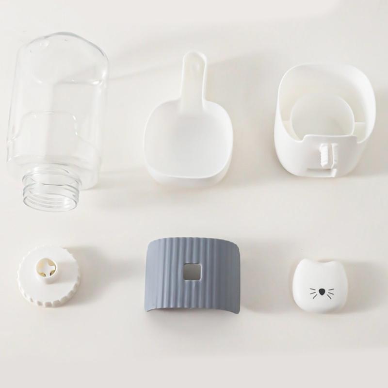 2PCS Cage Mounted Automatic Pet Food Water Dispenser with Cartoon Cats Design Easy Installation For Home Feeding Supply