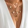 Gold Color Butterfly Pendants Necklaces for Ladies Adjustable Length Clavicle Chain Versatile Neckchain Women Accessory