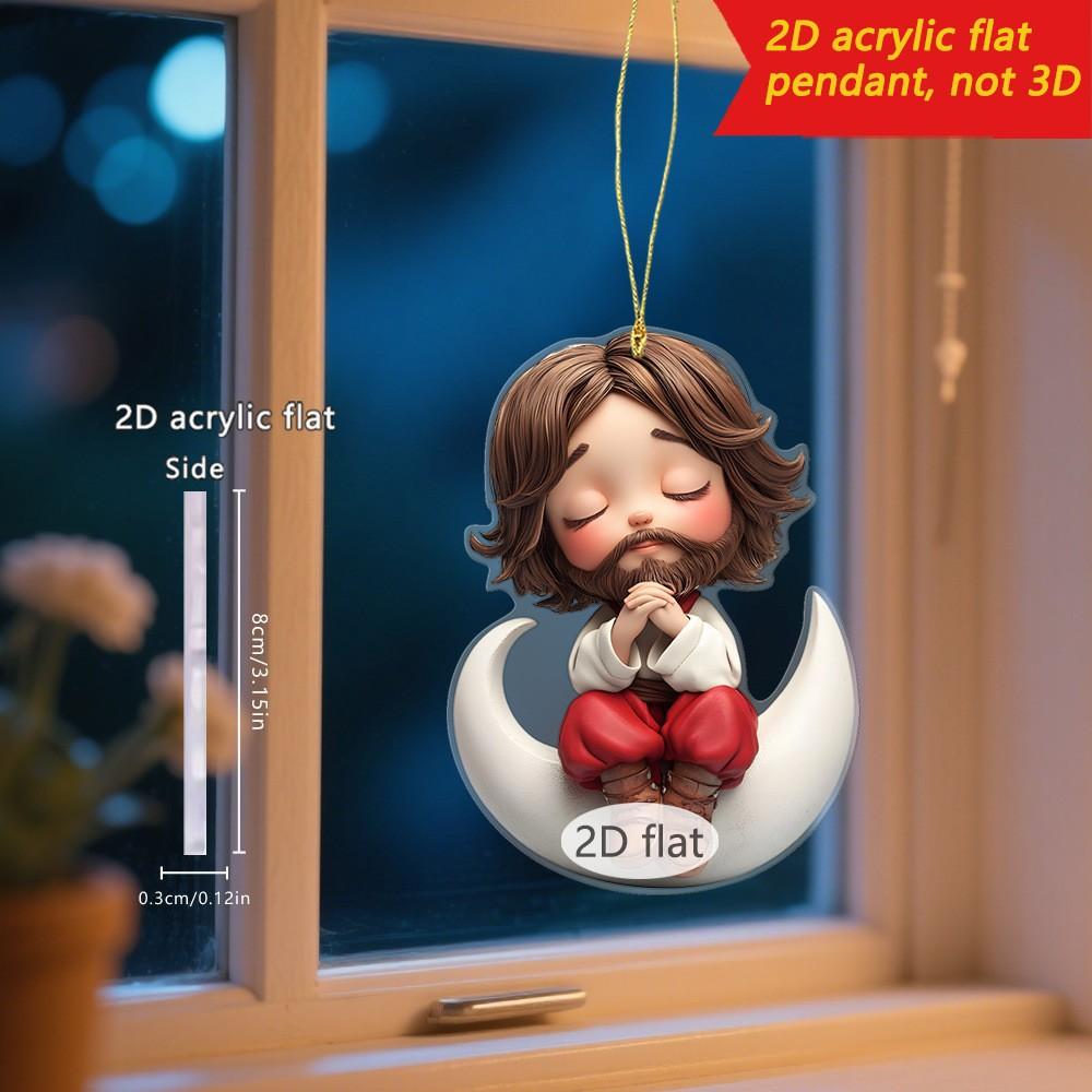 Kreslený roztomilý modlící se dítě 2D akrylová plochá závěsná ozdoba Velikonoce Halloween Vánoce přívěsek