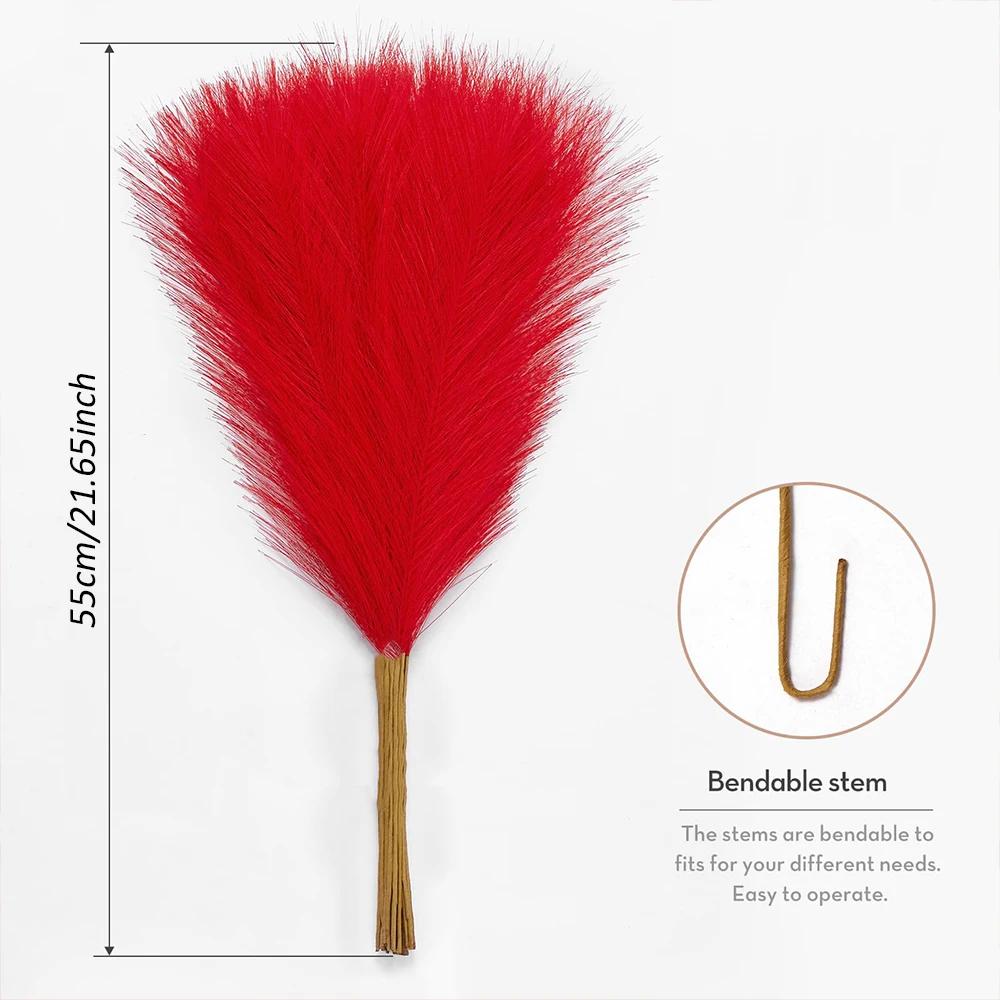 30PCS 55cm Pampas Grass Decor Artificial Flowers Fake Reed for Christmas Ornaments Halloween Fall Party Home Wedding Decoration