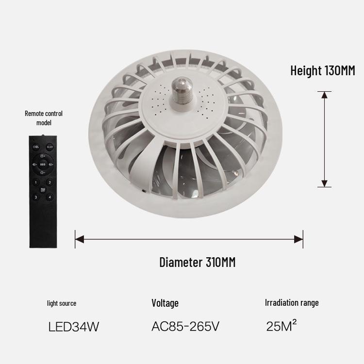 Remote-Controlled Ceiling Fan Light with E27 Socket for Bedroom and Corridor