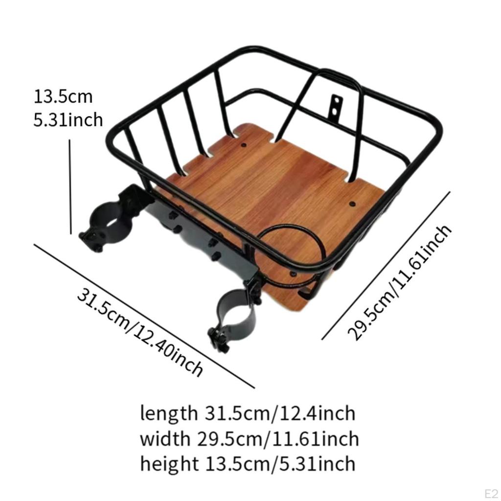 Front Bike Basket,Bicycle Basket,Fashion,Wood Base Iron Wire Decor Bicycle Cargo Rack Cycling