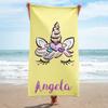 Name Bath Towels Cartoon Unicorn Beach Towel Bathroom Sport Towel for Adult Kids Microfiber Quick Dry Swimming Cover