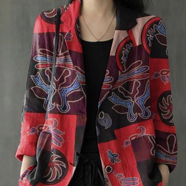 Autumn and Winter New Product Retro Printing Loose Retro Small Suit