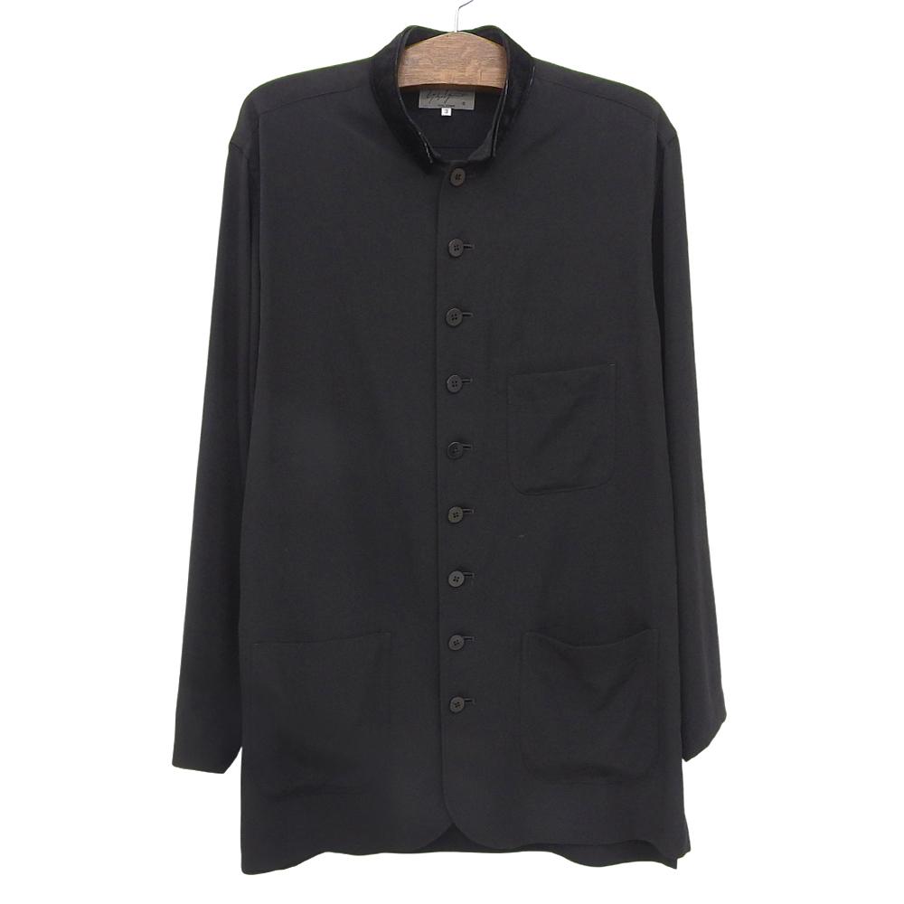 Yohji Yamamoto POUR HOMME Men's Double-Collar Long Sleeve Shirt, Black, Size 3, HN-B45-500 tops 36 blackUsed