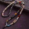 Natural Star Moon Bodhi Dzi Pendant Bead Chain - Tibetan Style Amulet for Men & Women