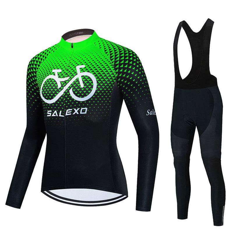 Long-sleeved Cycling Suit, Men's Quick-drying Breathable Strap, Spring and Autumn Mountain Road Cycling Suit