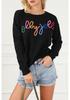 2025 Fall Women's Long Sleeve Letter Print Casual Pullover Sweater