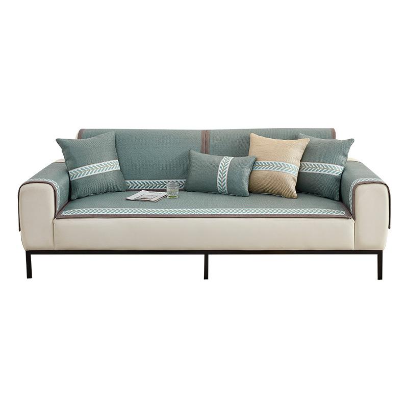 Wormwood Ice Vine Sofa Cushion Summer Summer Ice Silk Mat Non-Slip Seat Cushion Solid Color Leather Sofa Cover Cloth Towel