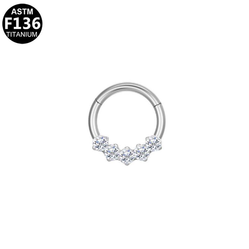 White Marquise Zirconia Chain Nose Ring - G23 Titanium Alloy Piercing Jewelry
