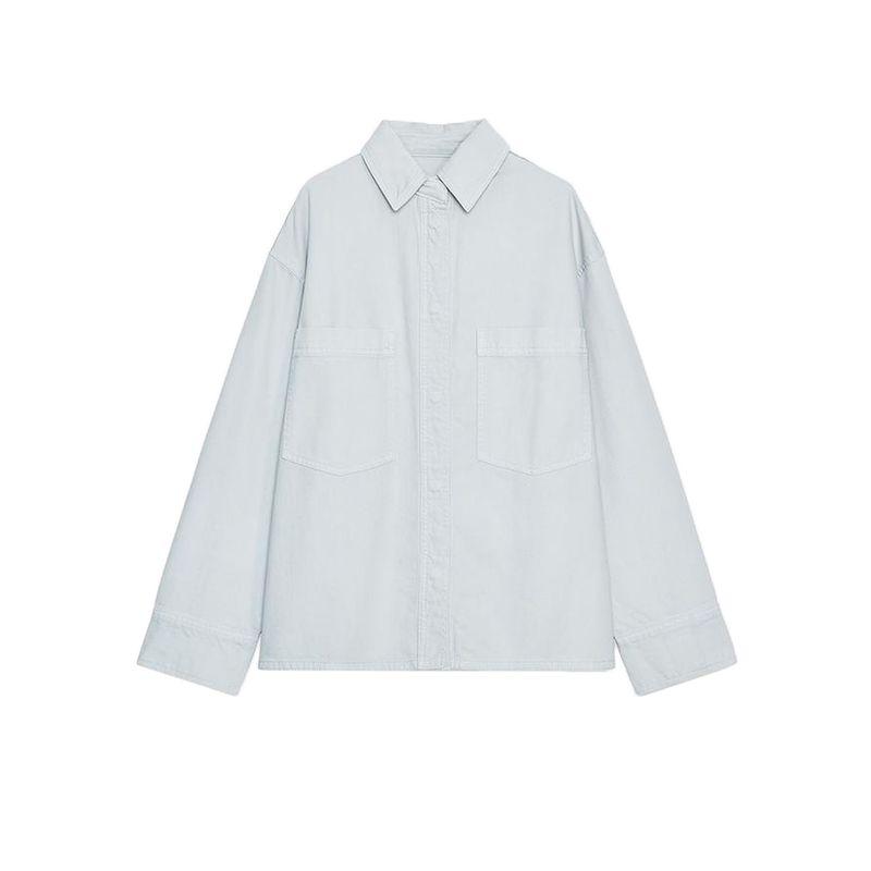 Cotton Lapel Pocket Long Sleeve Shirt Coat 6786241 Mid-Waist Comfortable Casual Jogger Pants 6786042