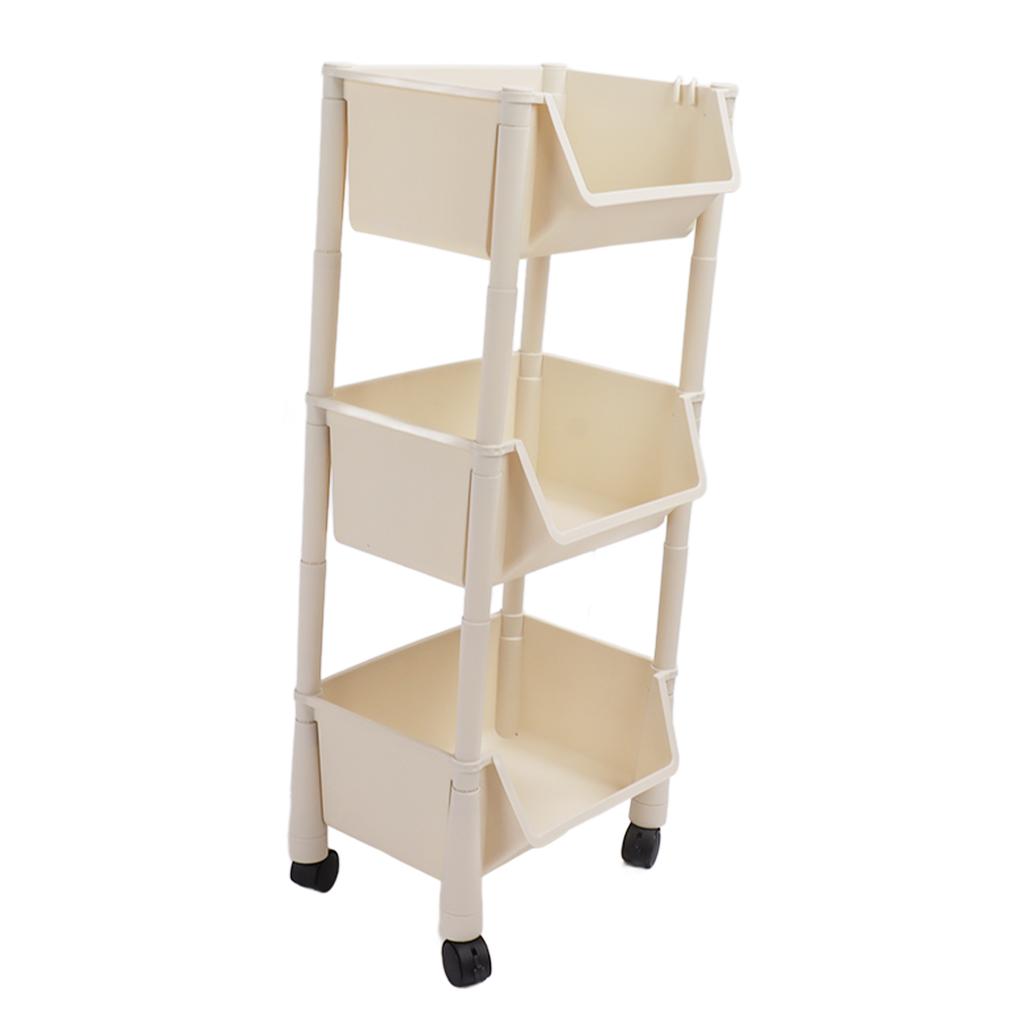 Movable Vertical Shelf PP Essy To Install Save Space Slide Out Utility Cart for Office Bathroom
