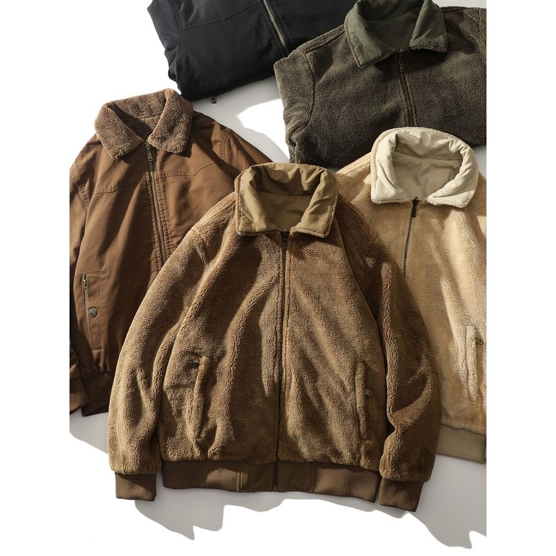 American Retro Heavy-Duty Pure Cotton Fleece-Lined Thick Flight Jacket for Men, Winter Foreign Trade Men's Short Cotton Coat