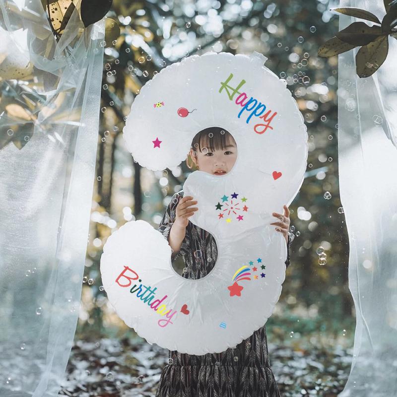 2nd Birthday Smiley Face Number Balloons for Kids - Outdoor Decoration & Photo Props (Boys & Girls)