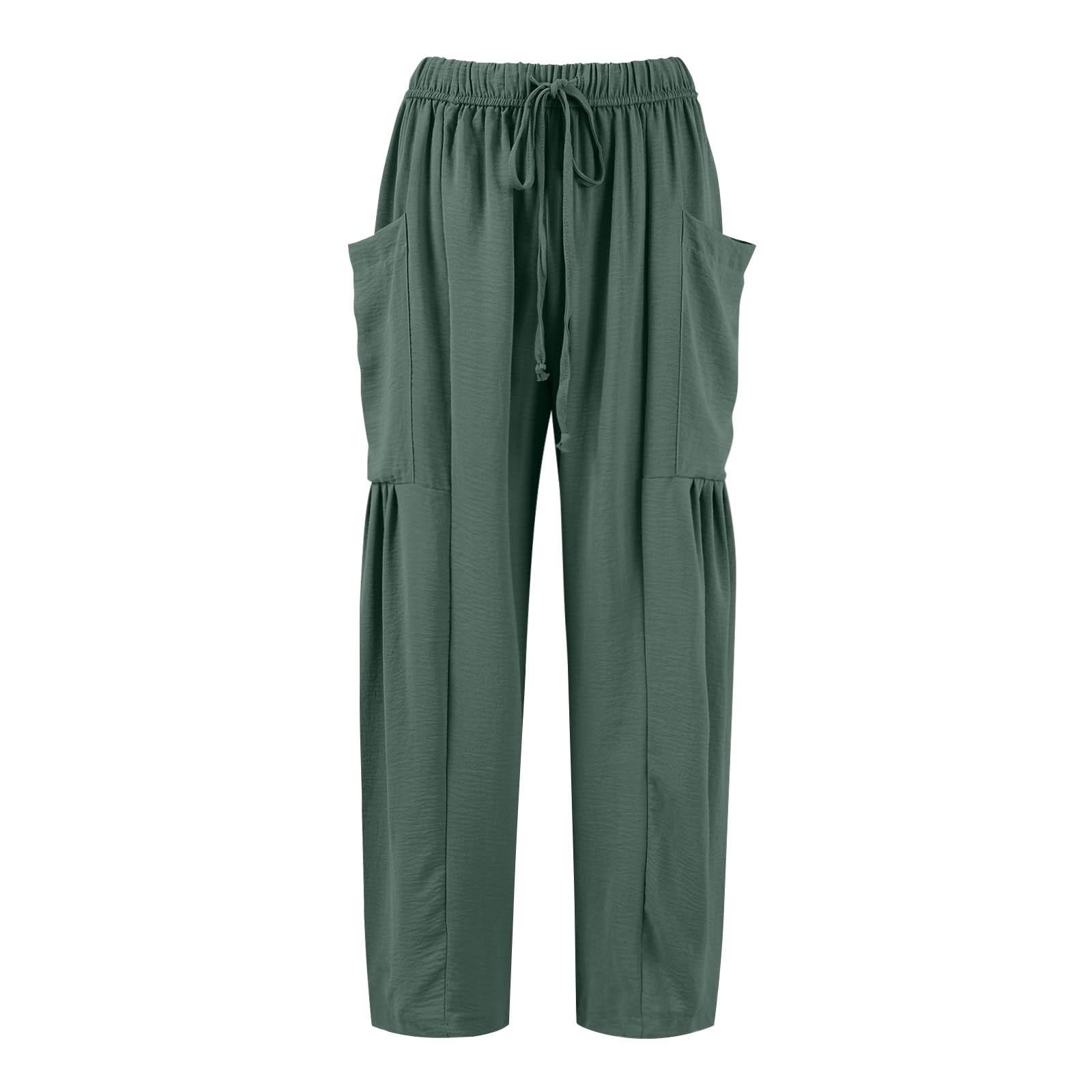 

Женские широкие льняные брюки больших размеров со средней талией, летние мешковатые брюки XL