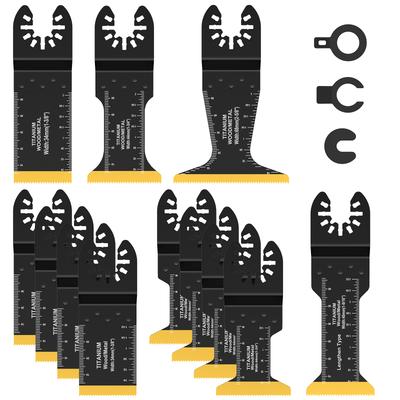 12Pcs Titanium Oscillating Saw Blades Kits, Metal Cutting, Fit Dewalt Bosch Worx, Milwaukee Ryobi Fast Cutting Saw Blades