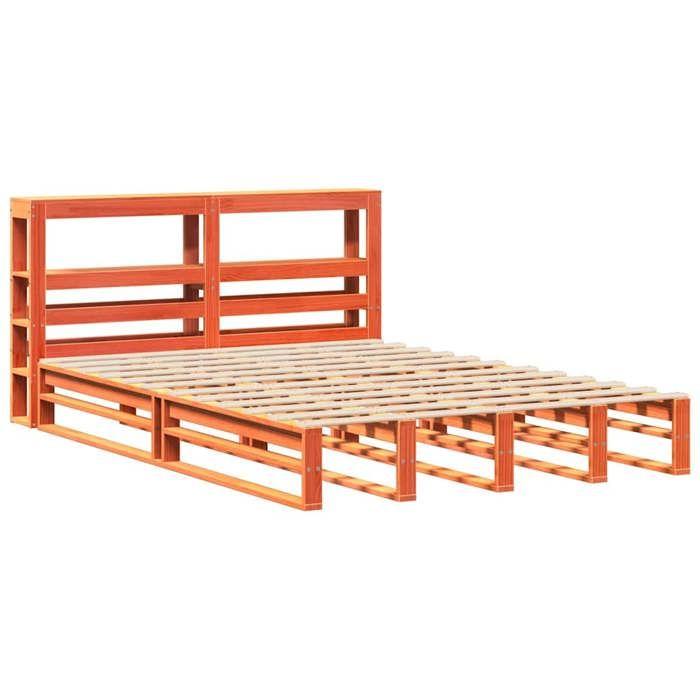 VidaXL Cadre de lit sans matelas cire marron 120x190cm bois pin massif 3306518