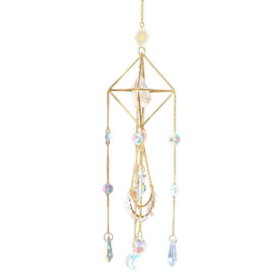 Faux Crystal Suncatcher for Window Natural Stone Rainbow Maker with Prism Pendant for Indoor Outdoor